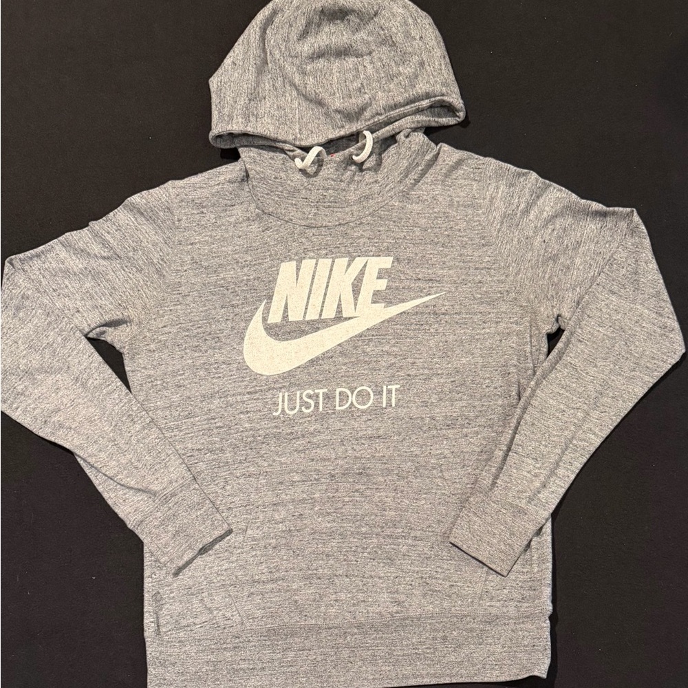 Nike Women's Just Do‎ It Hoodie Sweatshirt Pull Over Gray Long Sleeve Size Large